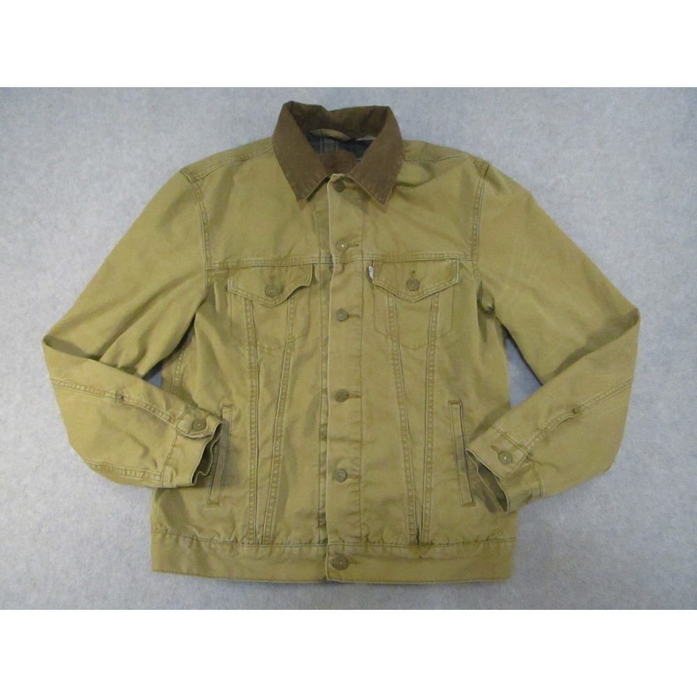 Levi's Trucker Jacket Mens Large Tan Brown Flannel Lined Corduroy Type 3 Coat